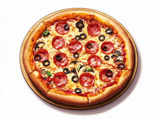 hot pizza, isolated on white background 