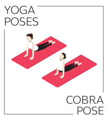 Yoga Pose Cobra Isometric Vector Set