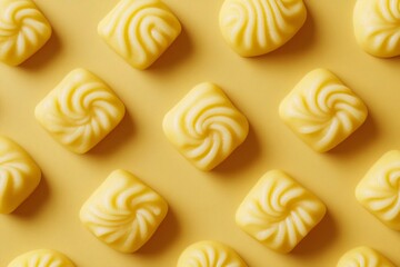 Yellow Candy Squares on a Bright Background for Sweet Treats