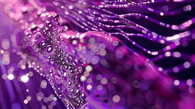 Leuchtende violette Fasern in futuristischem Muster