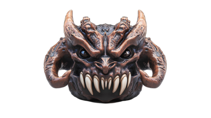 monster head isolated on white background. carnival mask.