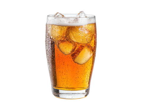 Refreshing golden beer with ice and lemon, a perfect summer drink ice