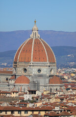 Fototapeta premium dome by famous architect brunelleschi in the duomo of the city of florence in central italy in southern europe