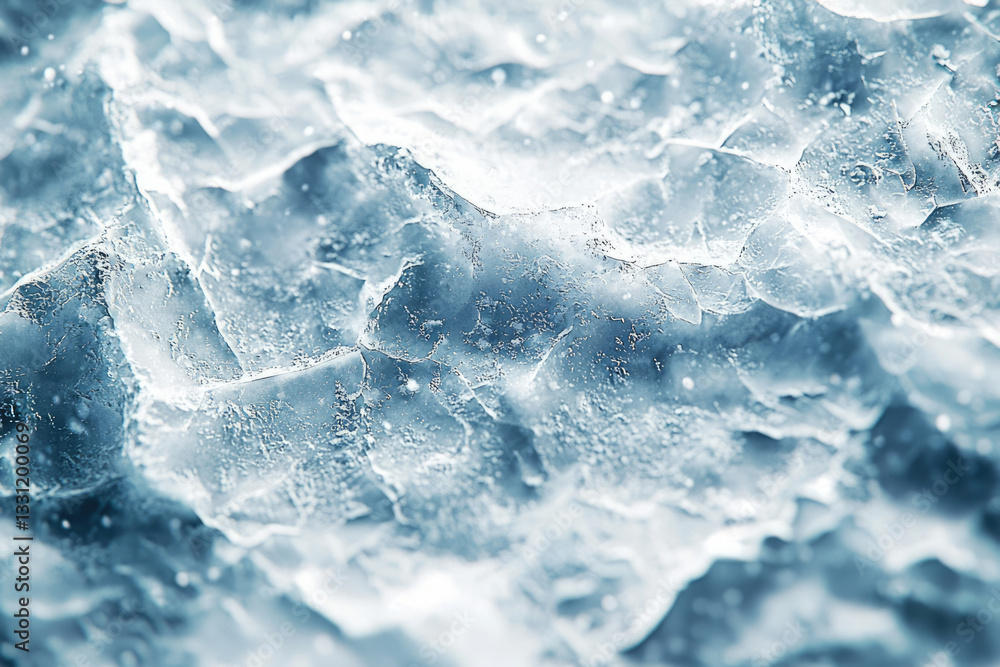Poster close-up of a glacial ice texture, showcasing its intricate crystalline structure and frosty details