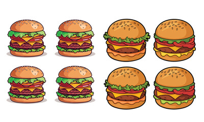 burger set vector