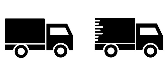 Delivery truck icon set. Flat shipping delivery truck flat icon set. Fast shipping delivery truck flat icon for apps and websites. Express delivery trucks icons.