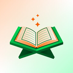Holy Al Qur'an on a Green Wood Table