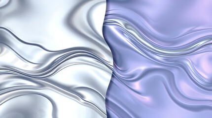 Obraz premium A reflective liquid metal background with smooth, flowing waves in silver, chrome, and iridescent hues. Futuristic and elegant, Created with generative AI.