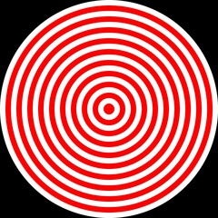 20 filled concentric circles equal thickness in alternating red and White colors