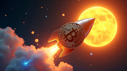 bitcoin rocket pass the moon illusion