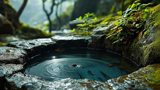 Klarer Waldbach flie&szlig;t durch eine nat&uuml;rliche Gesteinsformation
