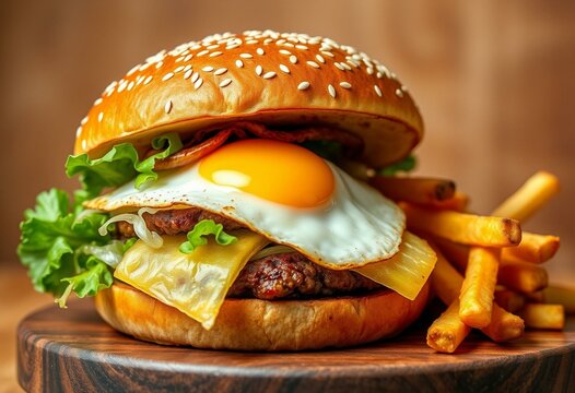 Delicious Hambagu with fried egg and pineapple