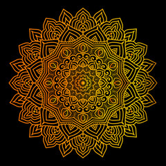 A new Ornate floral lace mandala vector round ornament design mandala on black background 