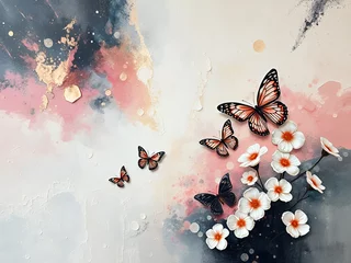 grunge background with butterflies