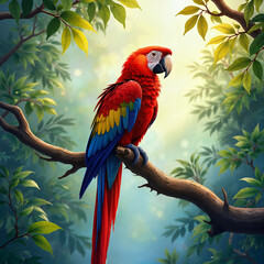 blue and yellow macaw Generative AI	
