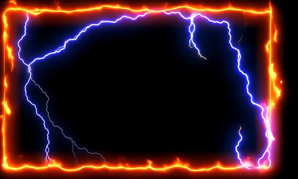 Fiery frame with electric lightning