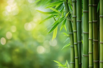 Lush green bamboo stalks and leaves. Perfect for nature, zen, or eco-friendly themes.