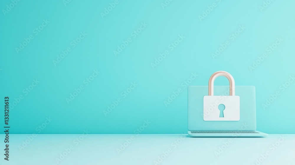 Poster data encryption a laptop screen showing an encrypted message with a padlock icon, symbolizing secure