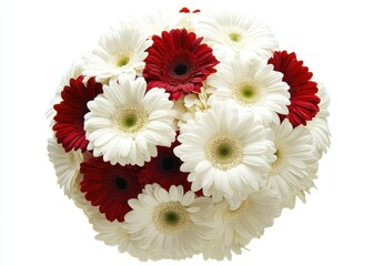 Beautiful Bouquet of Red and White Gerbera Daisies in a Round Shape for Floral Decor and Celebrations