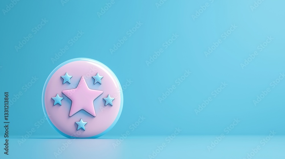 Fototapete icons and buttons a 3d rendering of a glossy button with a checkmark and five stars, ideal for onlin