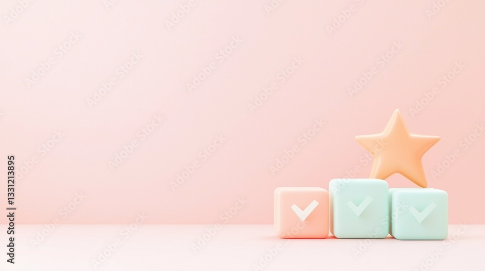 Fototapete icons and buttons animated icons of checkmarks and stars transforming and interacting with each othe