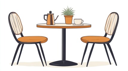 Cafe table and chairs, modern design, interior scene, suitable for restaurant menu, website, or social media