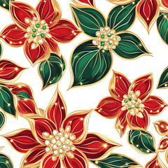 A seamless pattern featuring red, neon