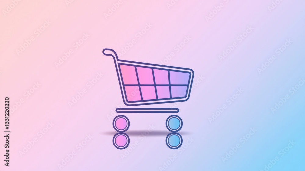 Poster minimalist icons a small, minimalist shopping cart icon designed with a focus on simplicity and clar