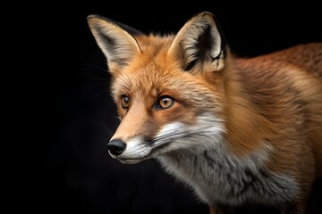 Fototapeta premium red fox vulpes isolated on black background