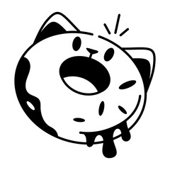 A playful doodle icon of a cat donut 
