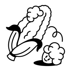 A doodle style icon depicting corn cob 
