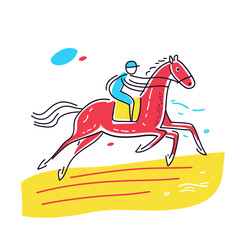 Simple minimalist drawing of Kentucky Derby. Kentucky Derby illustration in an doodle inca cartoon style