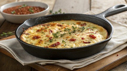 Delicious grilled Provoleta served in cast-iron skillet, culinary delight