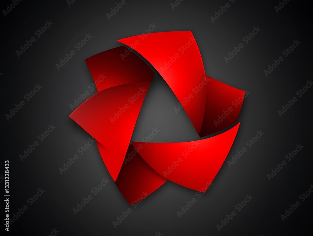 Poster geometric red abstract pattern with a triangular void on dark background