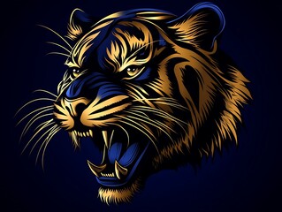Illustrative golden panther portrait with piercing gaze and dark accents