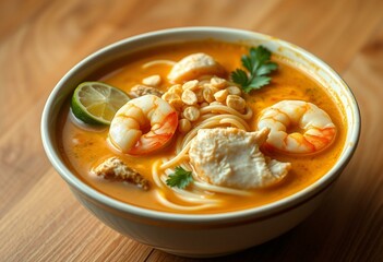 Delicious and comforting bowl of steaming hot Laksa