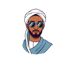 Muslim Man in Traditional Outfit with Sunglasses