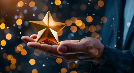 Golden Star in Hand: Success, Achievement, Award, Recognition, and Celebration