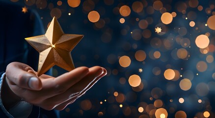 Hand Holding Gold Star - Award, Recognition, Achievement, Success, Celebration, Appreciation