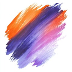 Watercolor paint brush strokes in shades of purple and orange, against a white background