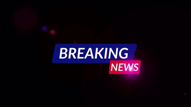 Breaking news bar template on black background, breaking news logo design for tv broadcast channel, breaking news banner sign with alpha channel.