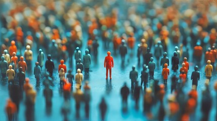 Obraz premium Fake accounts in tiny persons concept. Artificial intelligence automation method to gain followers, popularize opinion, propaganda and impact social thought 