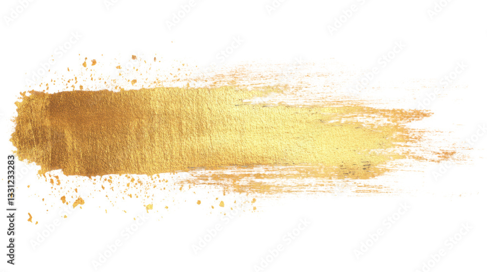 Poster gold brush stroke creating a shiny texture on transparent background