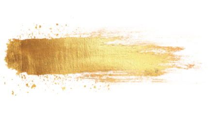 Gold brush stroke creating a shiny texture on transparent background