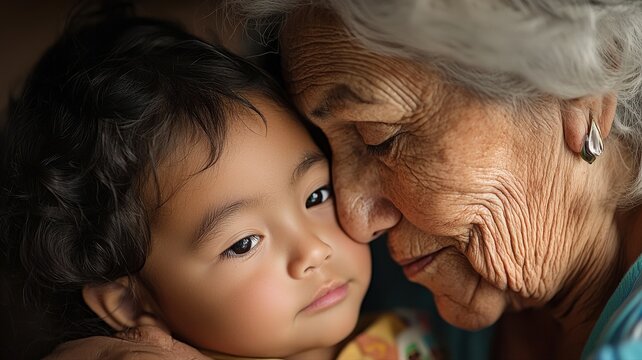 A young Indigenous child learning their native language from an elder, cultural preservation, warm setting