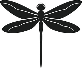Elegant Dragonfly Silhouette Vector - Nature-Inspired Spring Design Illustration