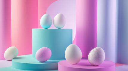 Easter-themed business branding mockup with corporate identity elements in soft pastel gradients, perfect for seasonal marketing and elegant presentations.
