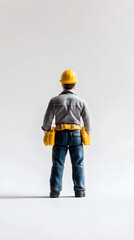miniature photo of project worker toy with minimalist white background
