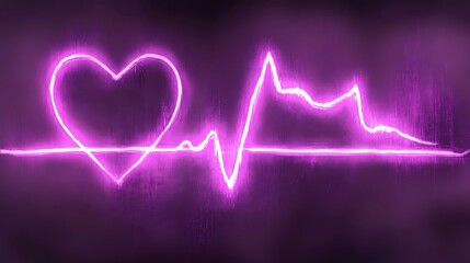 Glowing purple heart pulse line.
