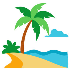 tropical beach isolated on white background